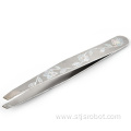 Hot sell women beauty cosmetic tools custom stainless steel slant tip eyebrow tweezers